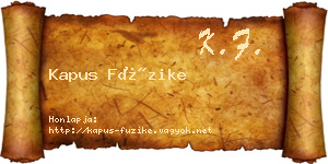 Kapus Füzike névjegykártya